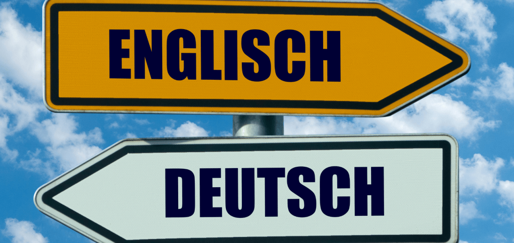 Deutsch Pfeil nach links und Englisch Pfeil nach rechts